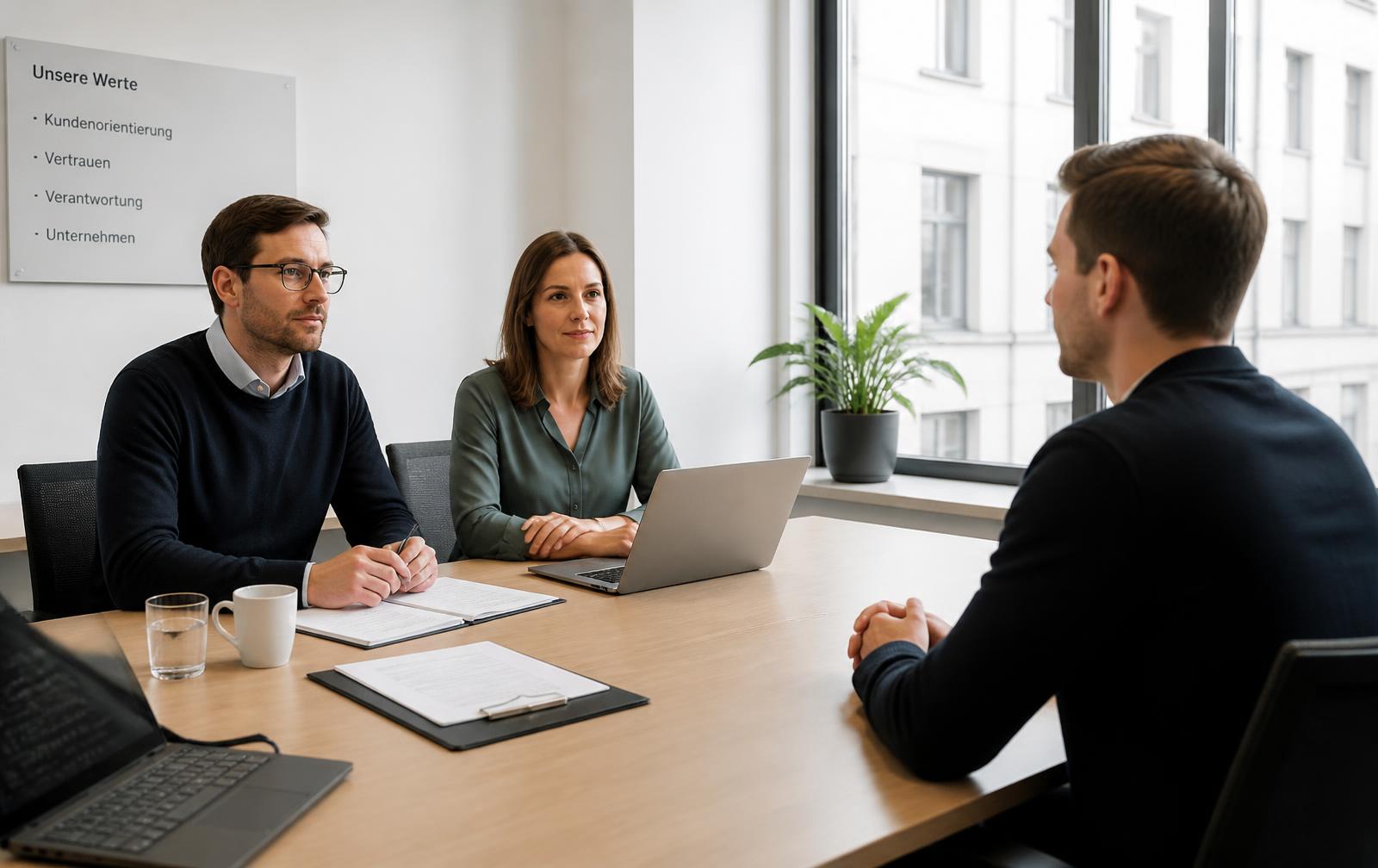 Persönliches Gespräch zwischen Fachkräften und Arbeitgebern