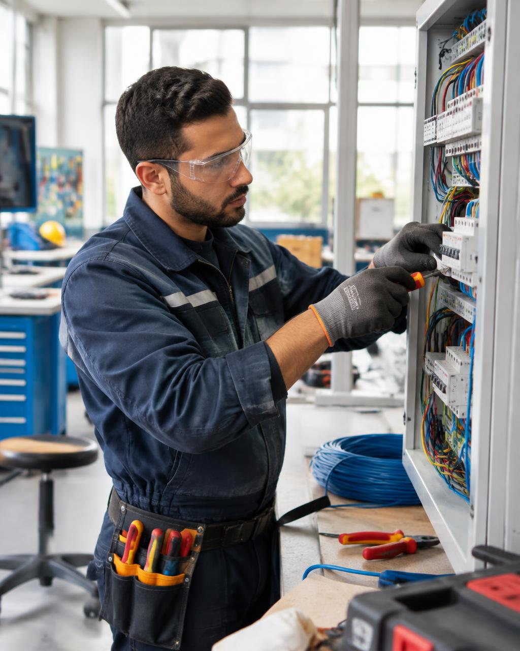 Handwerklich-technische Fachkraft aus Tunesien bei der Arbeit in der Werkstatt